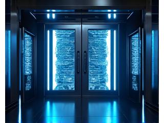 生体認証または多要素認証を示すセキュリティゲートのイメージ